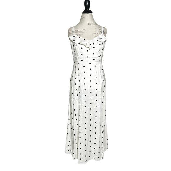 Old Navy | Women | Ivory White Linen Blend Polka Dot Midi Sundress | Large - Picture 2 of 13